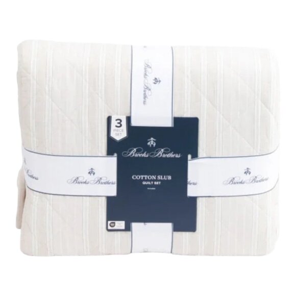 BROOKS BROTHERS Cotton Striped Quilt Set